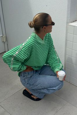 Nautical Long Sleeve Tee - Shamrock Thin Stripe