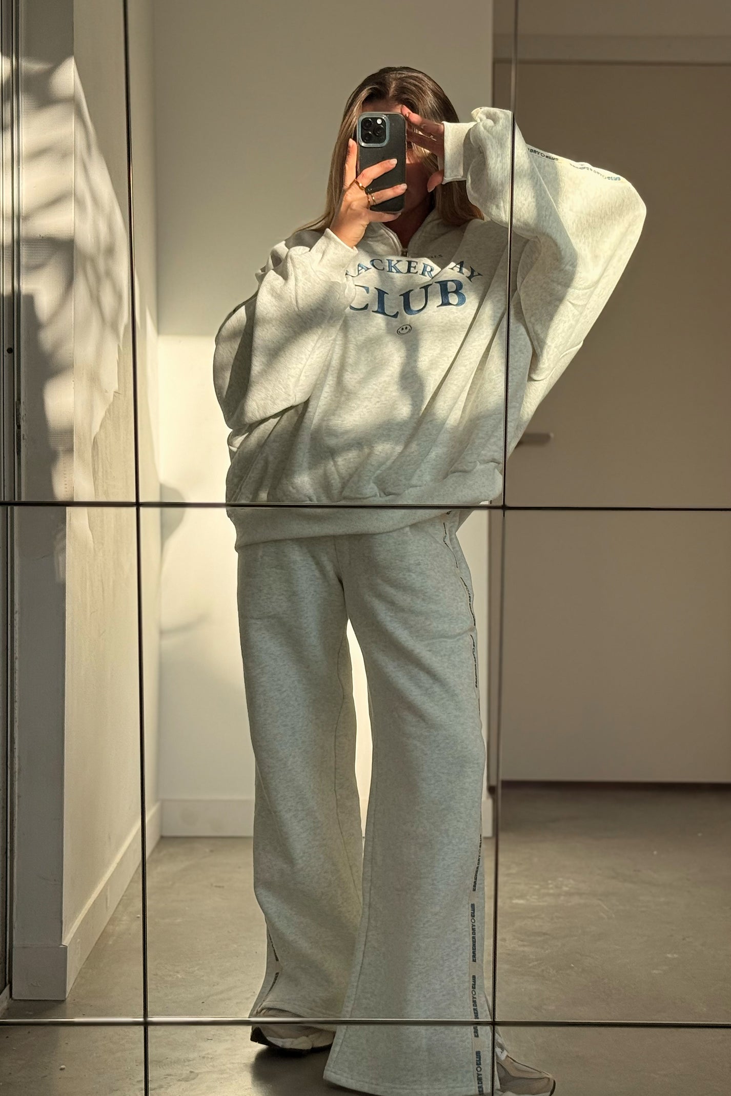full length photo of matching grey mare tracksuit by cracker day club