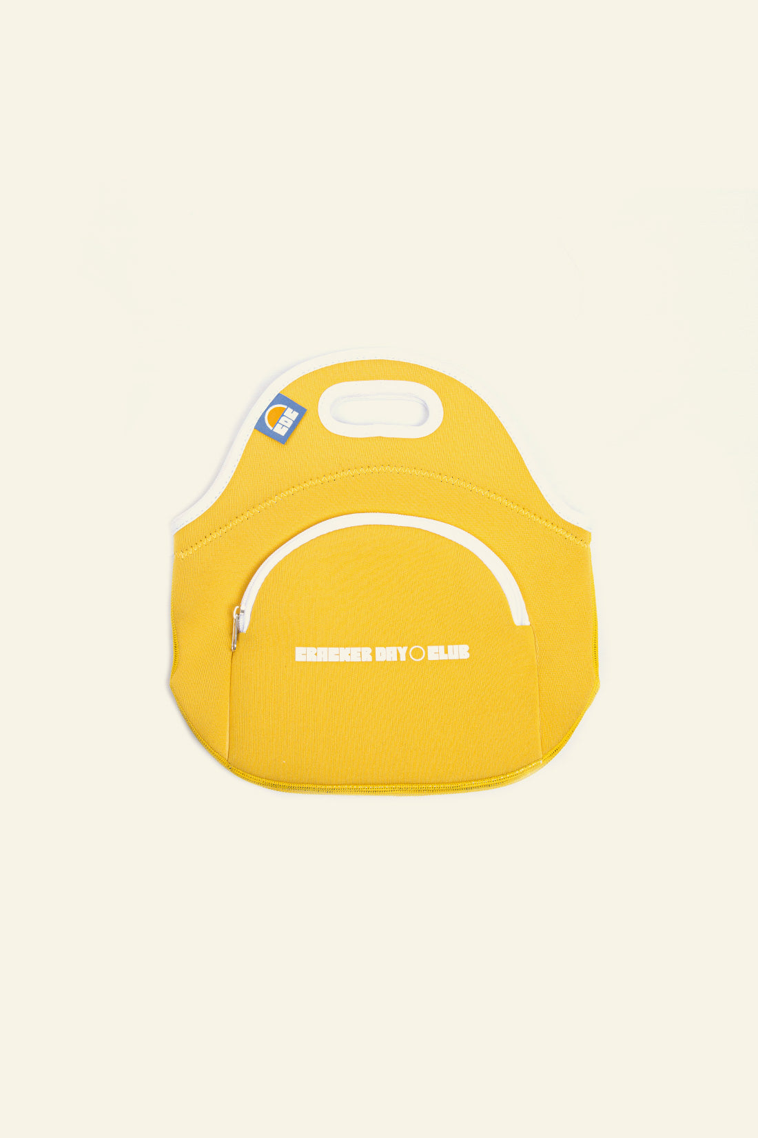 cracker day club neoprene cooler in mustard yellow